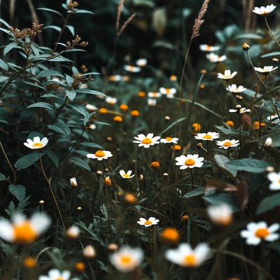 White Daisies in Green Meadow