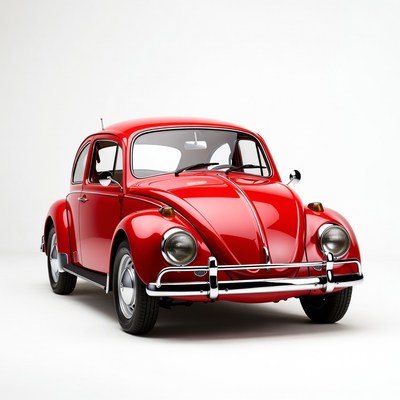 Red Volkswagen Beetle on white background