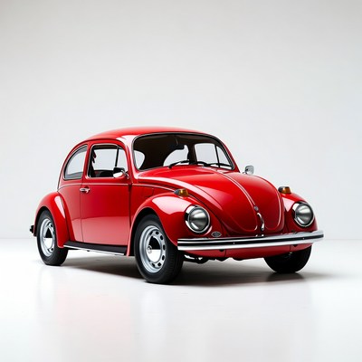 Red Volkswagen Beetle on white background