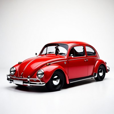 Red Volkswagen Beetle on white background