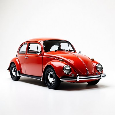 Red Volkswagen Beetle on white background