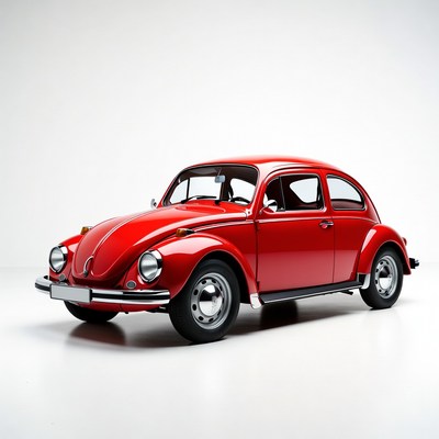Red Volkswagen Beetle on white background