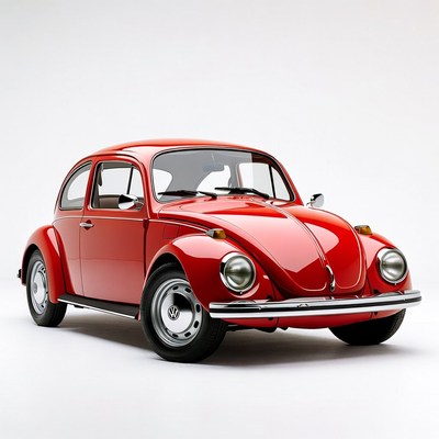 Red Volkswagen Beetle on white background