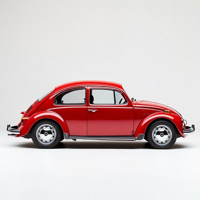 Red Volkswagen Beetle side view
