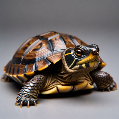 Close-up of striped turtle