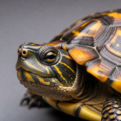 Close-up of yellow-bellied slider turtle