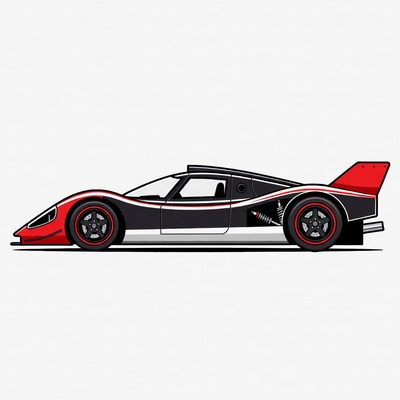 Red Black Race Car Illustration