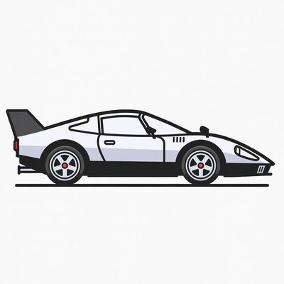 White sports car illustration