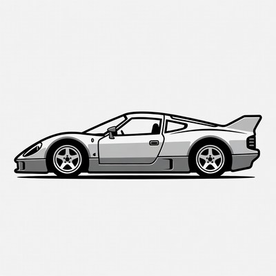Silver Sports Car Illustration