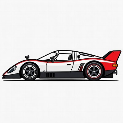 White Porsche 917 Race Car Illustration