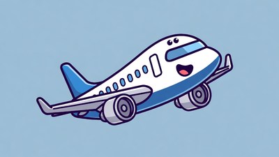 Cute Cartoon Airplane Flying