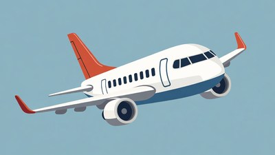 White Airplane Flying Angled View