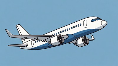 Cartoon Airplane Flying in Sky