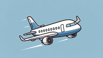 Cartoon Airplane Flying on Blue Background