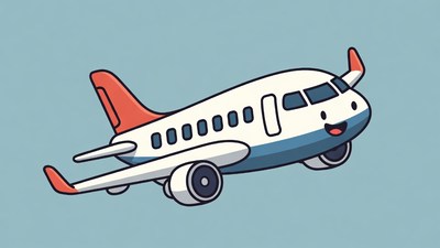 Cute Cartoon Airplane Flying