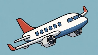 Cartoon Airplane Flying on Blue Background