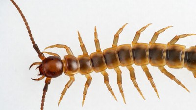 House Centipede on White Background