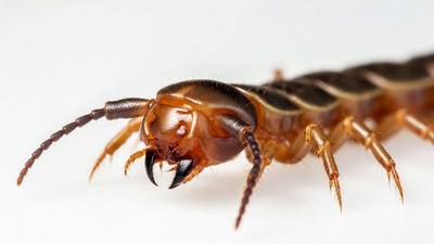 Closeup of reddish centipede