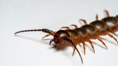 Centipede on white background