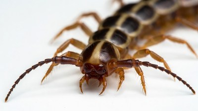 Centipede on white background