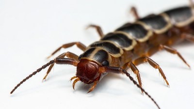 Centipede on white background