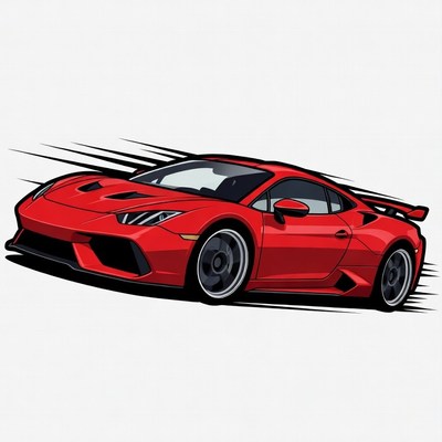 Red Lamborghini Huracan speeding illustration