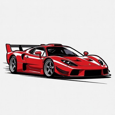 Red Ferrari F40 Supercar Illustration