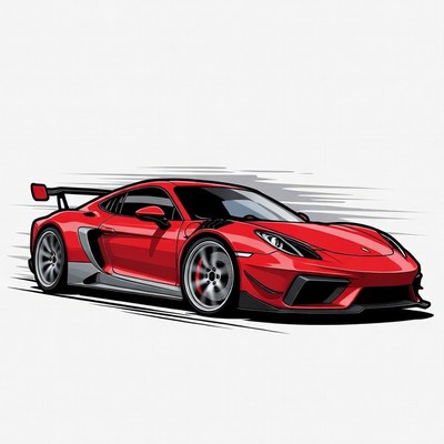 Red Porsche Sports Car Illustration