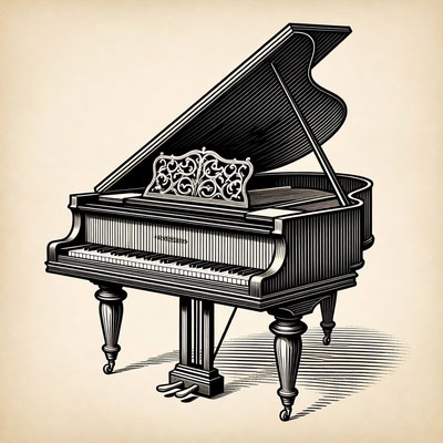 Vintage Grand Piano Illustration