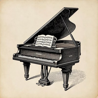 Vintage Grand Piano Illustration