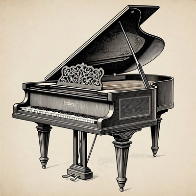 Vintage Grand Piano Illustration