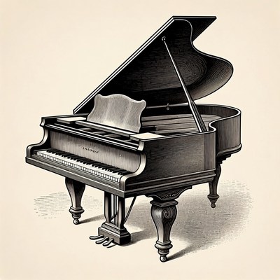 Vintage Grand Piano Illustration