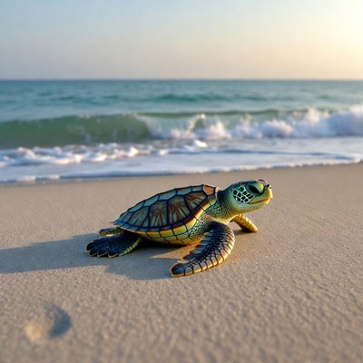 Baby sea turtle on beach