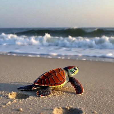 Baby sea turtle on beach