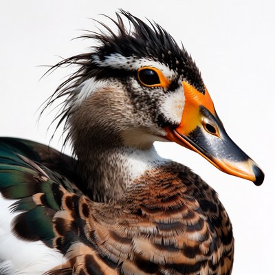 Mandarin Duck Closeup Portrait