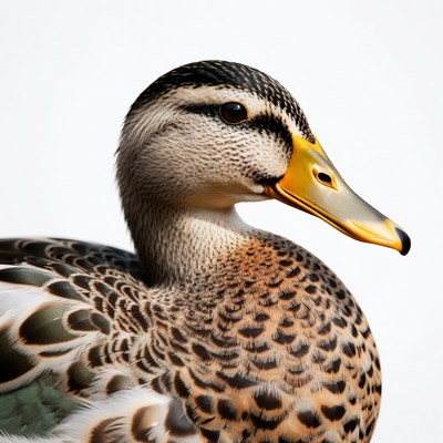 Mallard Duck Profile on White