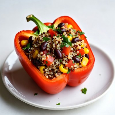 Stuffed Red Bell Pepper Quinoa