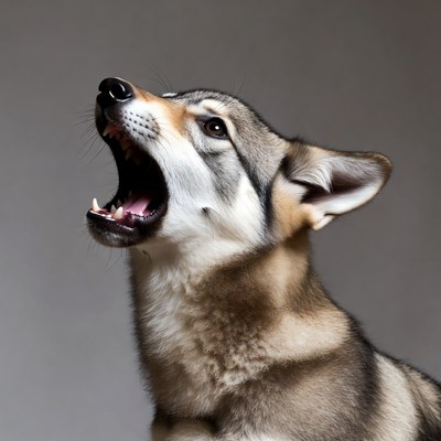 Czechoslovakian Wolfdog howling upwards