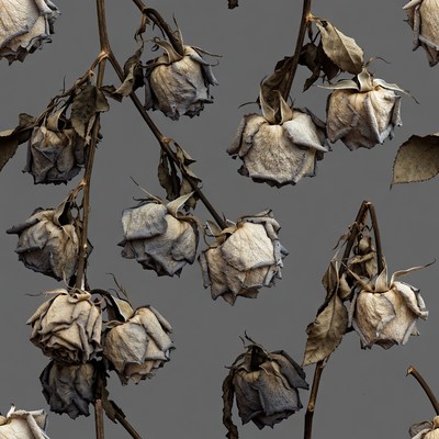 Dried Roses Seamless Pattern