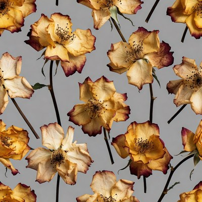 Dried Yellow Roses Seamless Pattern