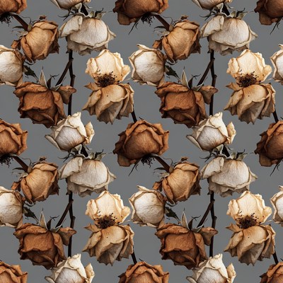 Dried Roses Seamless Pattern