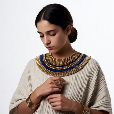 Woman in Egyptian Gold Necklace