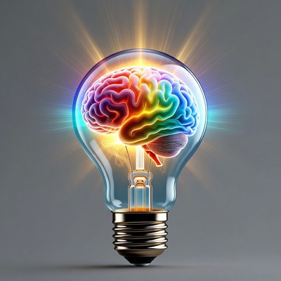 Colorful Brain Lightbulb Illustration