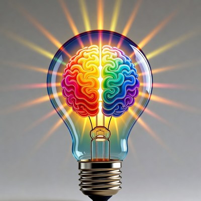 Colorful Brain Lightbulb Illustration