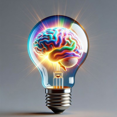 Brain Inside Glowing Lightbulb