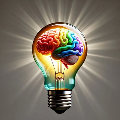 Colorful Brain in Lightbulb