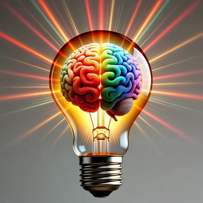 Colorful Brain in Lightbulb