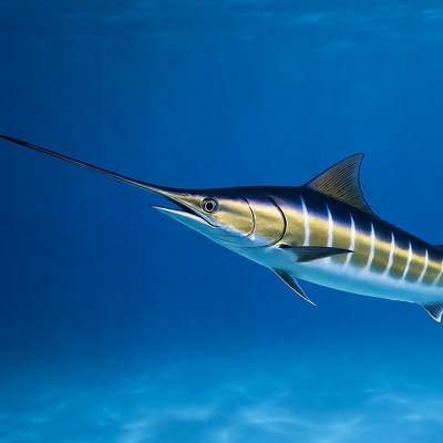 Blue Marlin Swimming Underwater