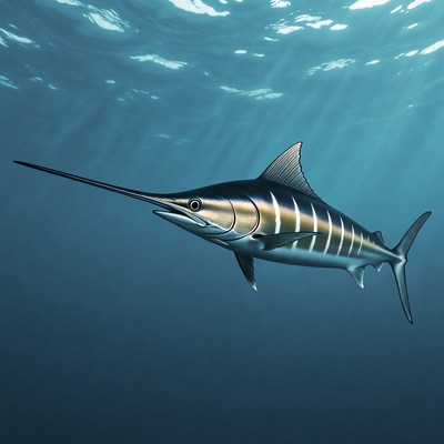 Swordfish swimming underwater