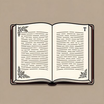 Open book illustration with leaf decorations